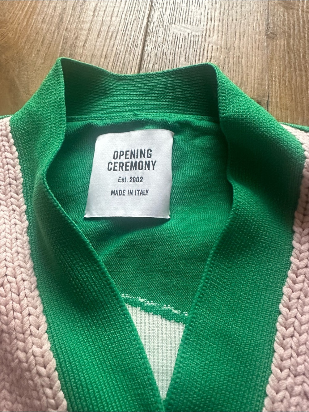 Opening Ceremony Pink, White & Green Colorblock Cardigan